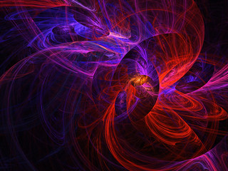 red and blue fractal on black