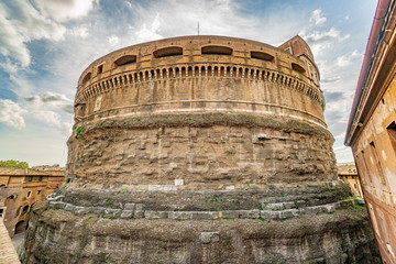 Castel Sant Angelo or Mausoleum of Hadrian in Rome Italy, built in ancient Rome, it is now the...