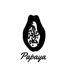 Papaya icon. Vector drawing. Black and white simple silhouette. Simple cute