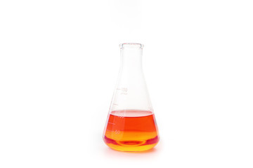 Orange liquid in glass beaker