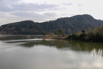冬の亀山湖　千葉県君津市　日本