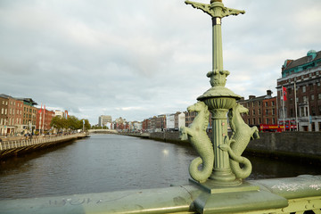 Obraz premium A view along the quays in Dublin City, Ireland
