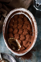 Vegan tiramisu.selective focus.