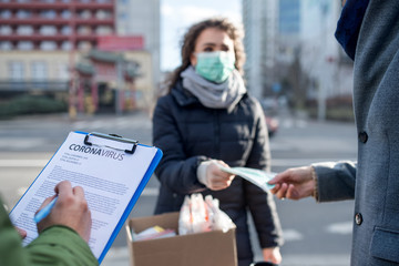 Coronavirus in city, prevention and protection concept.