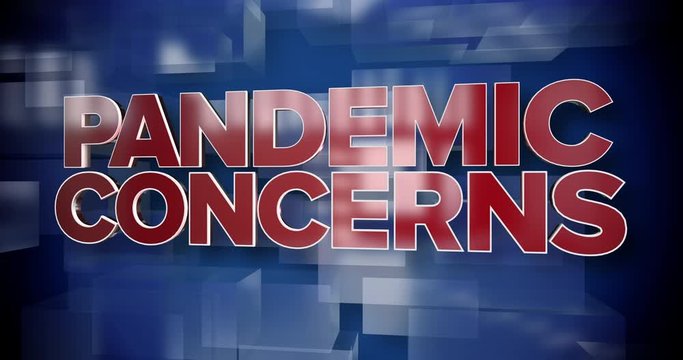 A red and blue dynamic 3D Pandemic Concerns title page animation.  	
