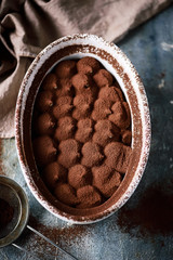 Vegan tiramisu.selective focus.