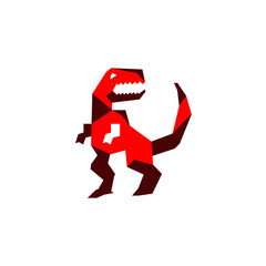 vector illustration of a t-Rex geometric cartoon character. T-Rex is a predatory carnifora predator