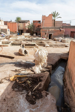 Einblicke ins Gerberviertel in Marrakesch, Marokko