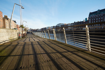 Fototapeta premium A view along the quays in Dublin City, Ireland