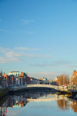 The Ha'penny bridge in Dublin City, Ireland