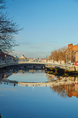 The Ha'penny bridge in Dublin City, Ireland