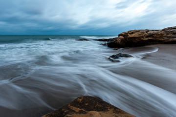 Seascape.Waves.Rock.Sunset.Black sea.