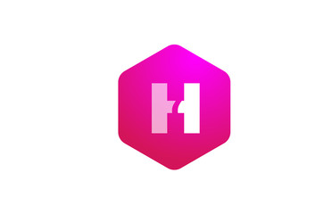 pink white polygon H alphabet letter logo icon with modern design for business and company