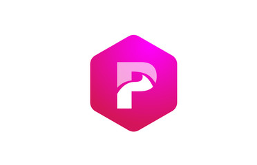 pink white polygon P alphabet letter logo icon with modern design for business and company