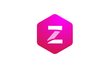 pink white polygon Z alphabet letter logo icon with modern design for business and company
