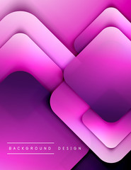 Rounded squares shapes composition geometric abstract background. 3D shadow effects and fluid gradients. Modern overlapping forms.