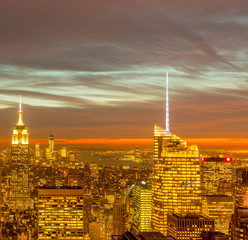Obraz premium View of New York Manhattan during sunset hours