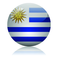 Obraz premium Uruguay flag glass icon vector illustration
