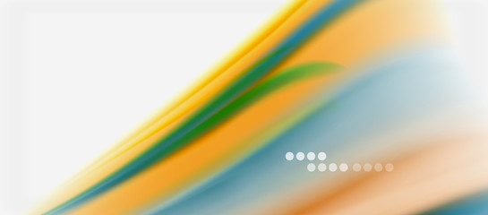 Wave lines abstract background, smooth silk design with rainbow style colors. Liquid fluid color waves. Vector Illustration