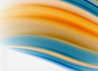 Wave lines abstract background, smooth silk design with rainbow style colors. Liquid fluid color waves. Vector Illustration