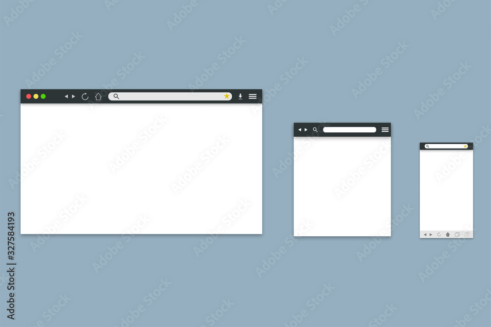 Wall mural web browser with blank page as template for desktop, tablet and smartphone. vector eps 10