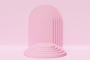 Obraz premium 3d rendering podium background mock-up scene. Abstract geometry shape pastel color. Minimal geometric shape. Cosmetic background for product presentation.