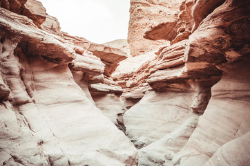 Beautiful sandstone cliffs of the Red Canyon in the mountains of Southern Eilat, Israel. - Image