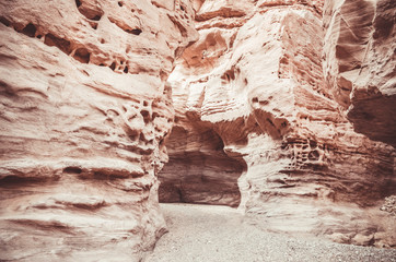 Beautiful sandstone cliffs of the Red Canyon in the mountains of Southern Eilat, Israel. - Image