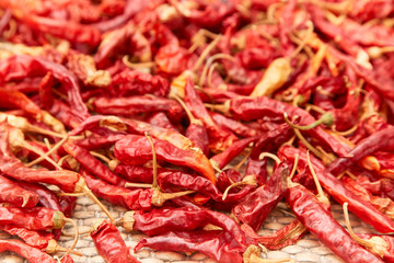 A pile of dried peppers