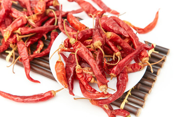 A pile of dried peppers