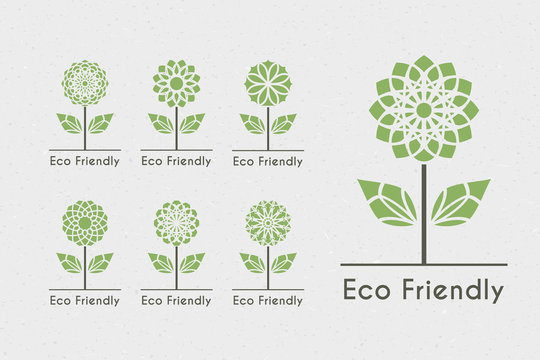 Vector Flower Ecological Logos Set