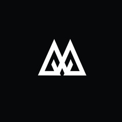 Creative and Minimalist Letter M AA Logo Design Icon | Editable in Vector Format in Black, White and Gold Color