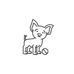 Puppy with tennis ball wagging tail vector icon