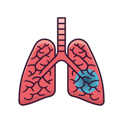 Infected human lungs isolated vector illustration
