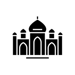 India temples black icon, concept illustration, vector flat symbol, glyph sign.