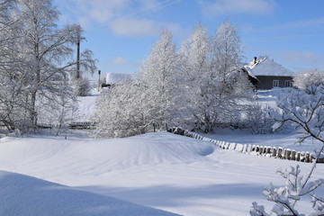 the snow-covered countryside, winter landscape