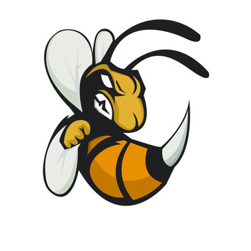Bee head athletic club vector logo concept isolated on dark background. Modern sport team mascot badge design. E-sports team logo template with Bee vector illustration