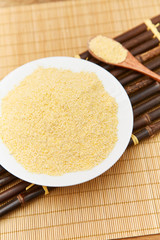 Cornmeal on the plate,