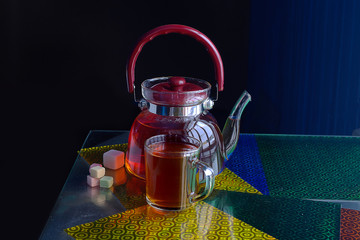 Teapot and a Cup of hot tea.Tea ceremony.