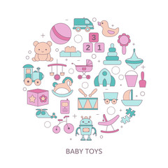 Set of baby toy icons