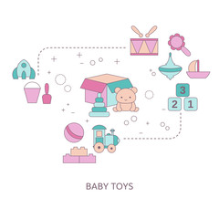 Set of baby toy icons