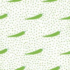 Chilli seamless pattern on dots background. Chile peppers wallpaper.