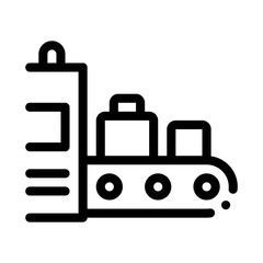 Luggage Security System Icon Thin Line Vector. Airport X-ray Equipment For Checking Passenger Baggage Concept Linear Pictogram. Monochrome Outline Sign Isolated Contour Symbol Illustration