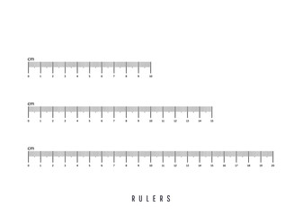 Measuring scale markup for rulers isolated on white background. Vector illustration.