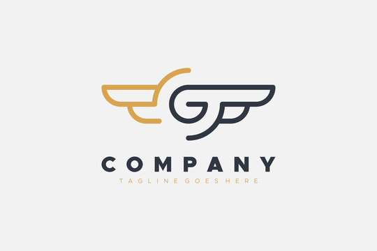Abstract Circular Line Letter S and G Logo Linked with Wings Symbol. Flat Vector Logo Design Template Element.