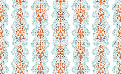 lace abstract simple pattern with orange triangles. vector illustration