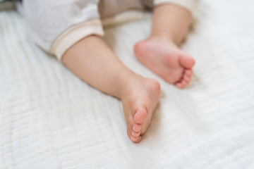 Close up of sleeping baby's feet