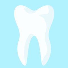 Beautiful white healthy tooth, on a blue background, vector