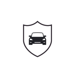Car Shield Icon, transport insurance symbol, Vector illustration