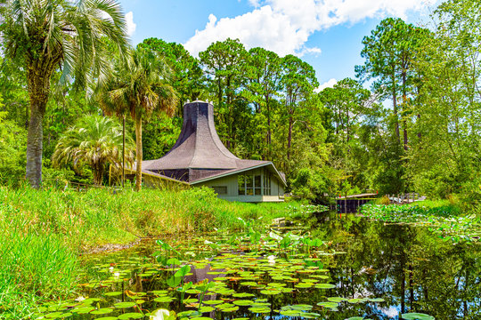 Georgia, US - September 6, 2019 Visitor center of Okefenokee Swamp Park